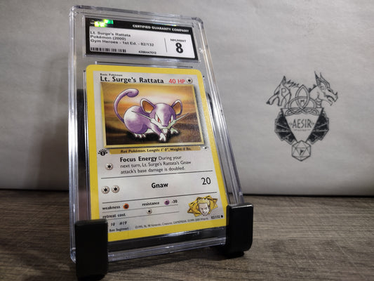 Gym Heroes 1st Edition LT. surge's rattata CGC 8